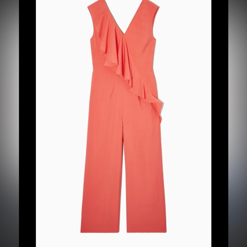 RUFFLED JUMPSUIT - ORANGE | COS fall NWT $155 casual formal boho contemporary